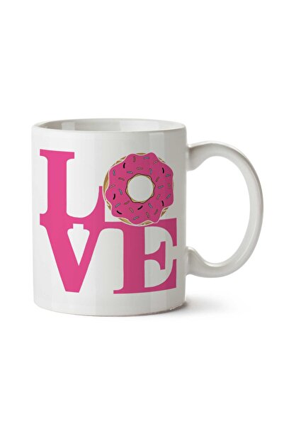 ART HEDİYE كوب زجاجي مطبوع عليه وجهين من Pink Love Donuts