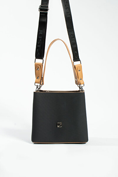 Just Polo 6014 Model Medium Size Women's Shoulder Bag with 2 Straps - Black
