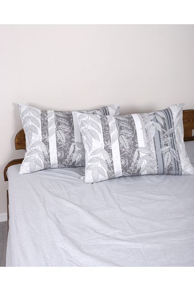ENESSA 2 Pieces Pillow Case with Cover 50*70 cm Leaf Pattern Gray
