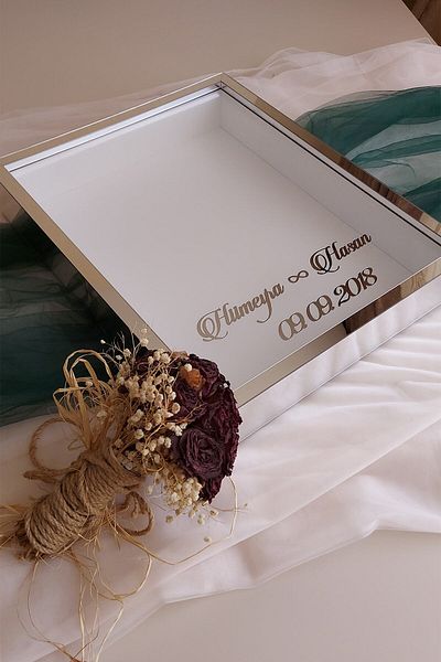 Verda Çerçeve 40x50 Cm Cadru de memorie Deep Rose acoperit cu plexiglas argintiu fără LED! Cutie de trandafiri