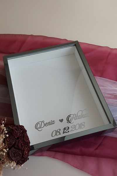 Verda Çerçeve 40x50 Cm Smoked Deep Memory Frame Without LEDs - Rose Box Memory Frame, White Background