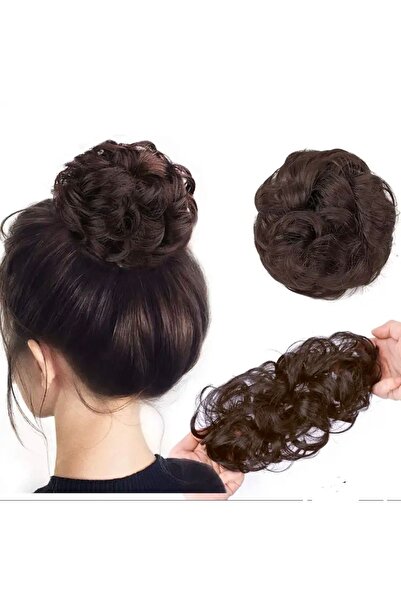 Queen Nelly İthal lüks fiber lastikli postiş peruk hazır dağınık topuz saç to...