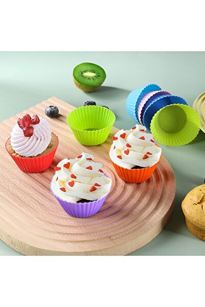 HOLLYHOME 24’lü Yıkanabilir Mini Tırtıklı Muffin Pişirme Kalıbı, Ribanalı Kek, Cupcake, Hamur Işi Renkli Kap