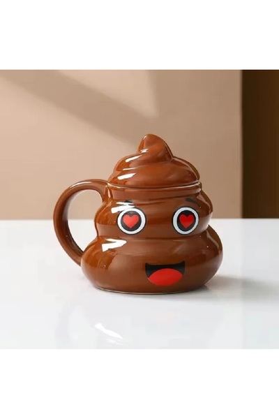 hediyeconcepti 450ml Karikatür Gülümse Poop Kupa Çay Kahve Kupası Komik Mizah...