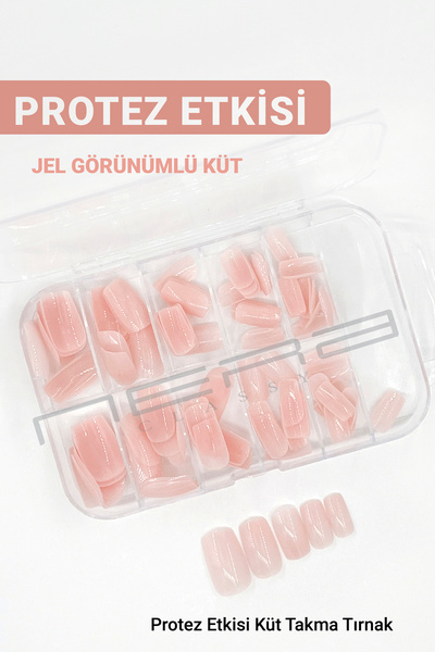 Nera Classy 100 Adet Protez Etkili Küt Takma Tırnak, Jel Görünümlü, Takma Tır...