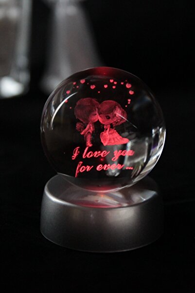 moryconcept Cam Küre Işıklı Seni Sonsuza Kadar Seviyorum Yazılı