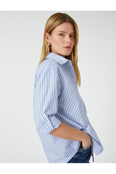 Koton Long Sleeve Poplin Shirt with Flap Pockets