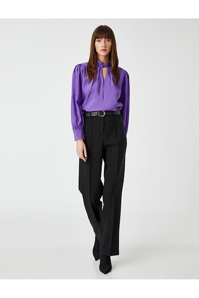 Koton Satin Blouse Collar Detailed Long Sleeve