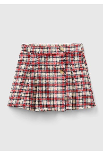 United Colors of Benetton Fusta mini pentru fetiță în carouri Mix Burgundy
