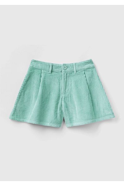 United Colors of Benetton Mini pantaloni scurți din catifea verde apă - fete, BE brodate