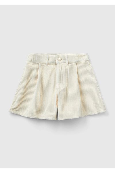 United Colors of Benetton Mini pantaloni scurți din catifea bej - fete, BE brodate