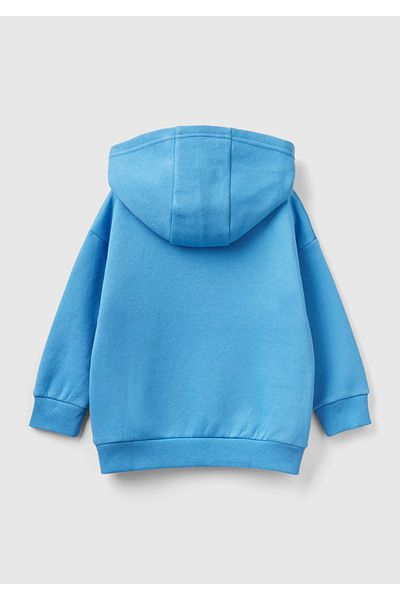United Colors of Benetton Boy's Blue Logo Embroidered Sweatshirt