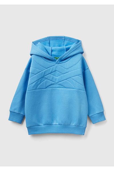 United Colors of Benetton Boy's Blue Logo Embroidered Sweatshirt