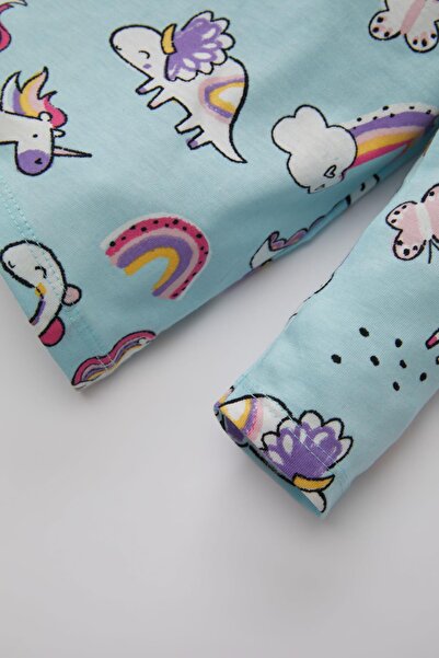 DeFacto Kız Bebek Dinazor Baskılı Uzun Kollu Penye Pijama Takımı A9304a524sp