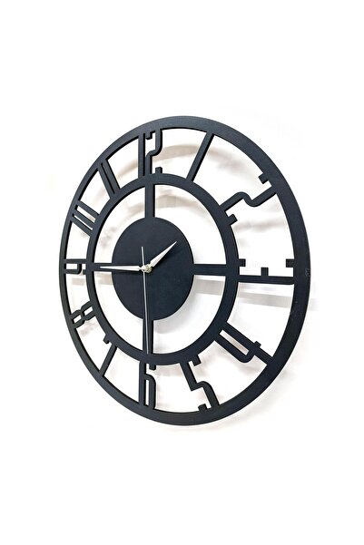 CajuArt Black Round Wood Design 40 cm Wall Clock