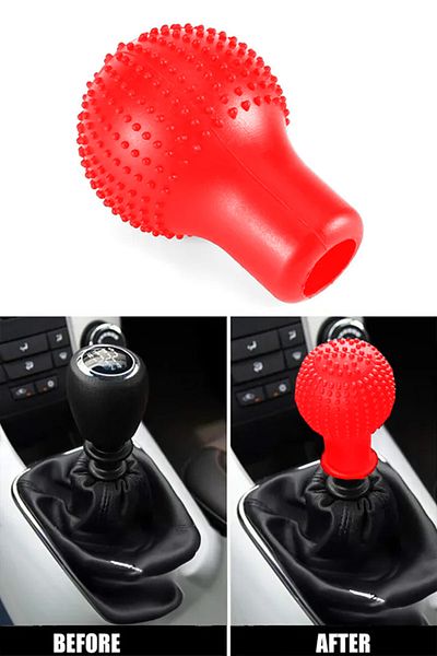 C9 Universal Red Round Silicone Gear Shift Knob Cover