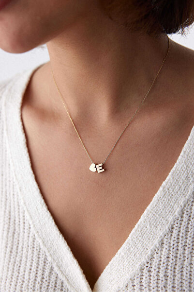 YAVUZ KUYUMCULUK 14 Ayar Altın Kalpli Harf Kolye