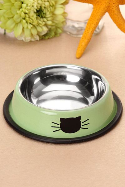 Weather Forecast Stainless Steel 180ml Green Non-Slip Base Cat Dog Food And Water Bowl cin570ys