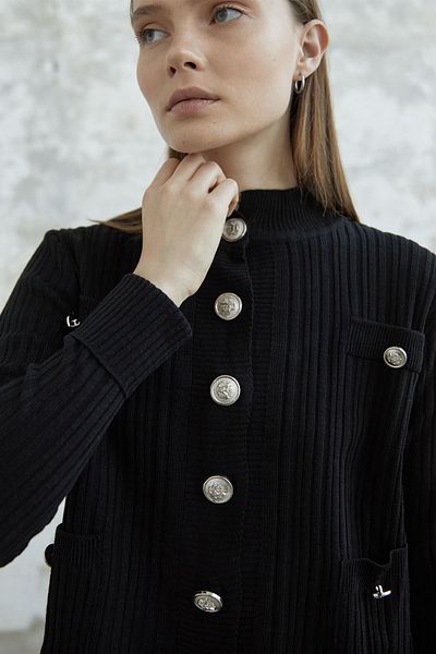 InStyle Cardigan scurt cu nasturi marini - negru