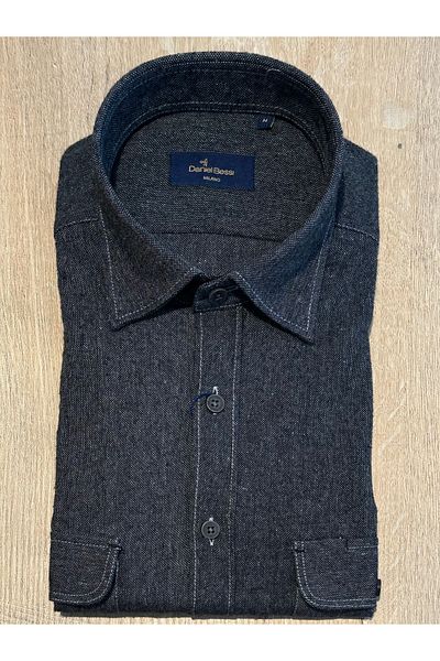 Daniel Bessi Long Sleeve Regular Fit Cotton Cover Double Pocket Classic Casual Men's Shirt
