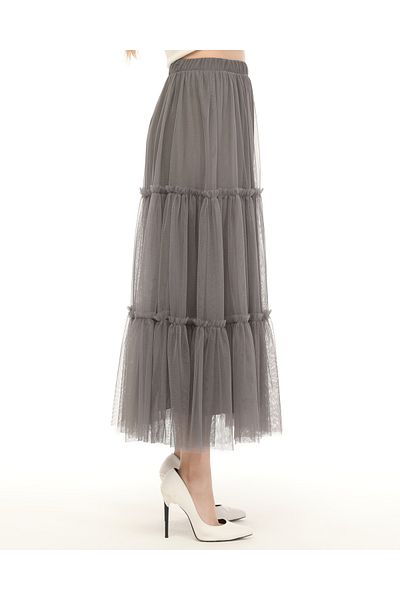 Asees Stretchy Tulle 3 Layer Gathered Elastic Skirt