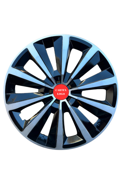 Cartex FİAT 14'' İNÇ ARAÇLAR İÇİN JANT KAPAĞI SİYAH- GRİ (LOGO HEDİYE)