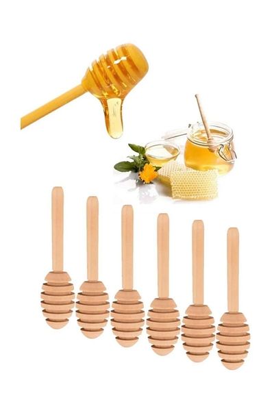 Orvila 6 Pieces - Wooden Honey and Jam Spoon Jar Holder
