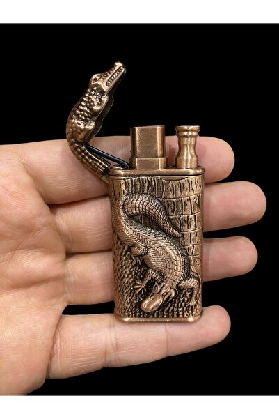 Silvio Monetti ROSE BAKIR KABARTMA TİMSAH DESENLİ ÇİFT YANMALI ÇAKMAK 109269