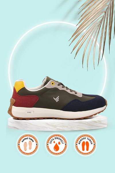 AYAKMOD 23528 Ανδρικά αθλητικά παπούτσια Khaki Memory Sole