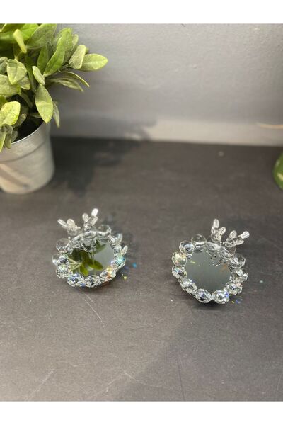 Peramari Decorative Crystal Glass Mirror Double Presentation Holder Silver