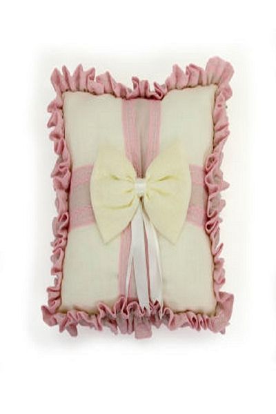 Kazanabil BABY GIRL JEWELRY PILLOW WITH BOW SQUARE PINK