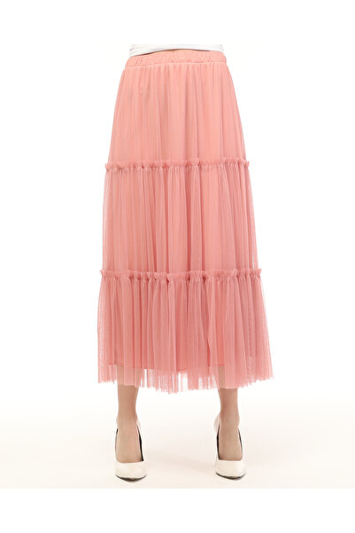 Asees Esnek Tül 3 Katlı Büzgülü Lastikli Etek