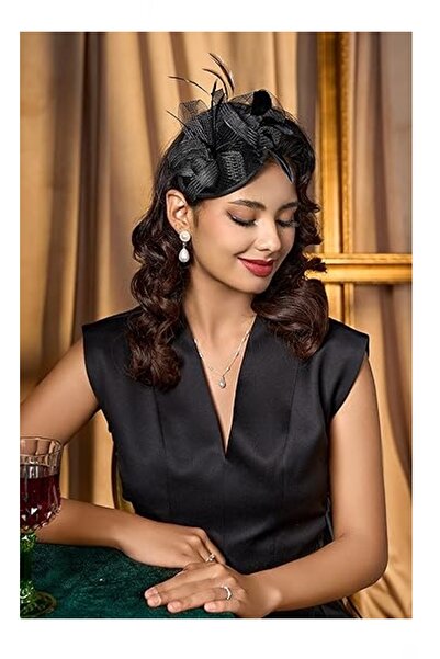 BBA TULLE STORE مشبك زفاف أسود، قبعة زفاف، إكسسوار شعر العروس، حفلة موسيقية، فواليت، سي، قبعة شعر، كوكتيل، حفلة تخرج