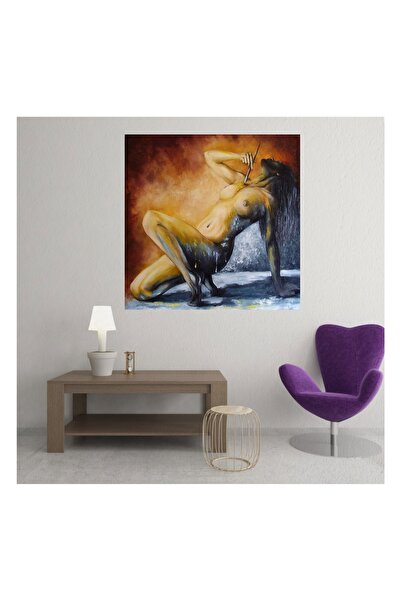 HDART Soyut Modern Fırça Darbeli Yağlı Boya Görünümlü Nü Kadın kanvas Tablo Y...