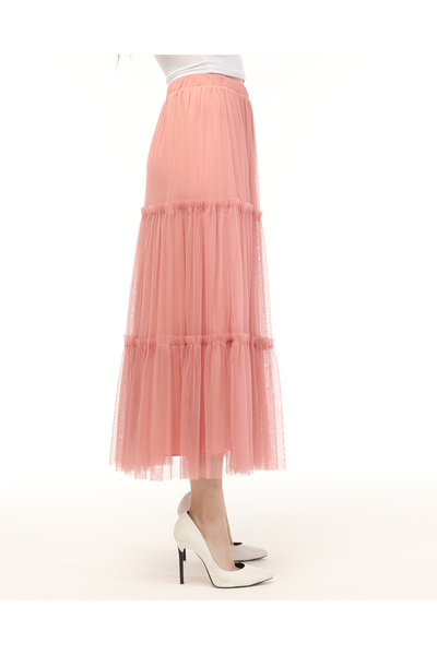 Asees Esnek Tül 3 Katlı Büzgülü Lastikli Etek