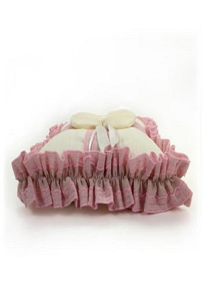 Kazanabil BABY GIRL JEWELRY PILLOW WITH BOW SQUARE PINK