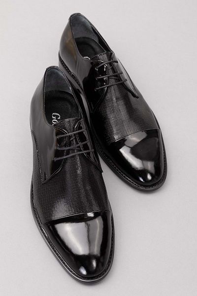 Gondol Men's Genuine Leather Classic Groom Shoes pş.75 - black patent leather - 43