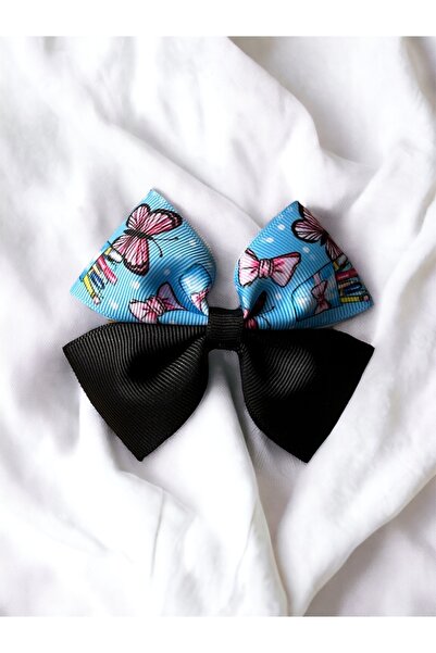MeloKids Blue Black Ribbon Butterfly Pen Holder Patterned Clip Buckle