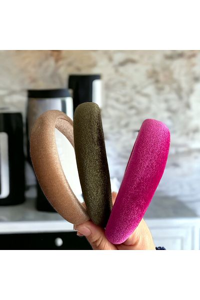 alsaccessories Cremă de catifea cu curbe subțiri pentru femei, coroană de păr triplă de culoare verde și roz, ac de păr