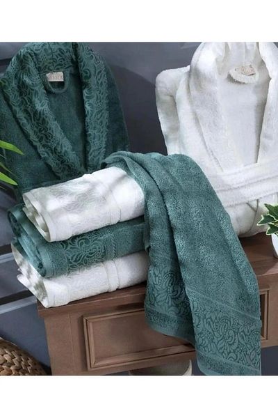 sarra 100% Cotton Dowry Σετ Οικογενειακό Μπουρνούζι 6 τεμαχίων
