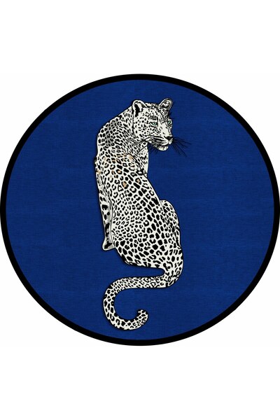 Rugs Modern Halı Mira 1156 Yuvarlak Lacivert Leopar Ja Dokuma Taban Tasarım Halı