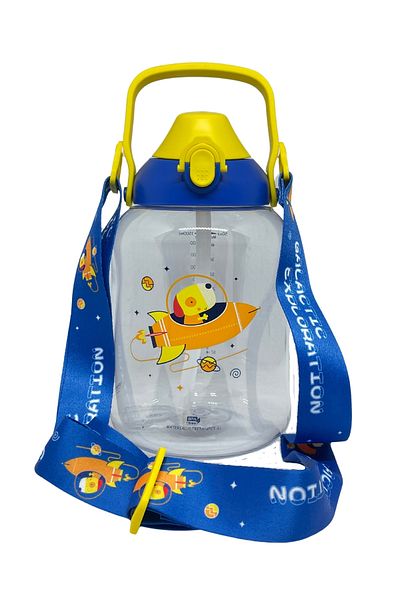 Uzspace 1500ml New Collection Tritan Children's Water Bottle with Strap and Handle with/without Straw