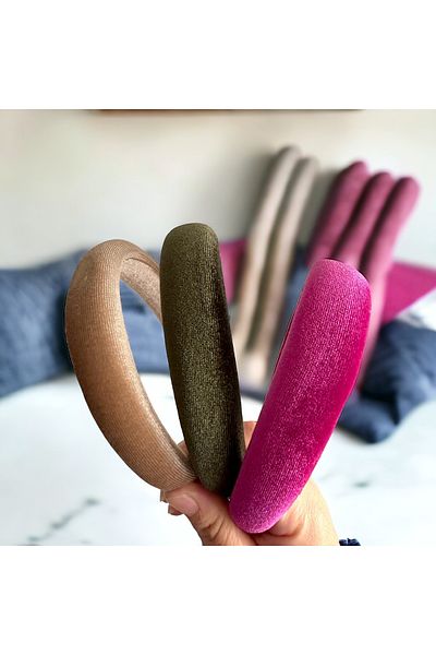 alsaccessories Cremă de catifea cu curbe subțiri pentru femei, coroană de păr triplă de culoare verde și roz, ac de păr