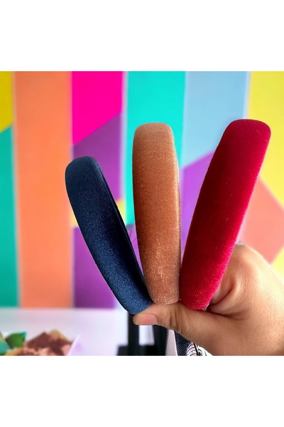 alsaccessories Coroană de păr triplă pentru femei, roșu catifea, țiglă și ble...