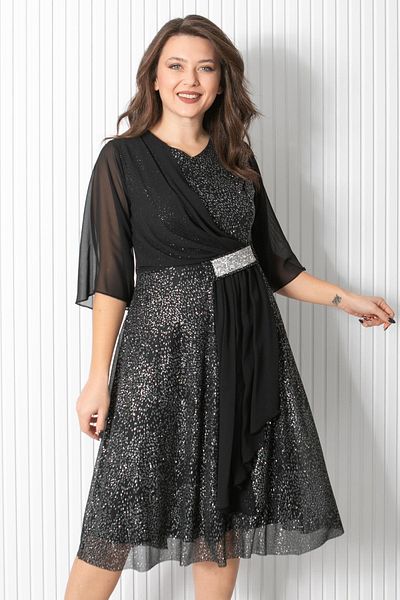 SUBU TASARIM Βραδινό φόρεμα με λεπτομέρεια Glitter Sequin Μαύρο FHM900