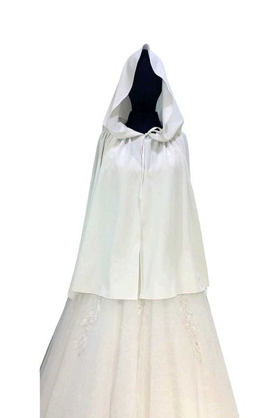 MODA NUR Μπολερό μανδύα, Μπολερό με κουκούλα, Μανδύα από λευκό χρώμα, Μανδύα νύφης