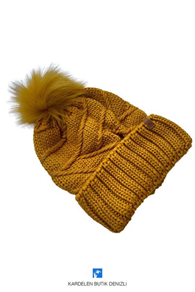 Kardelen Butik Denizli Căciulă de schi de iarnă, tricotată, de culoare uni, p...