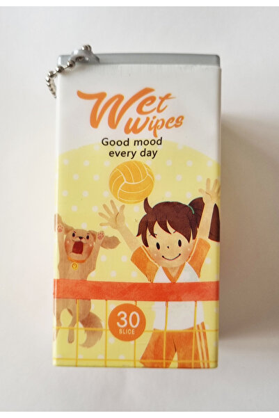 Modellino Kare Küp Şeklinde Desenli Metal Kutulu 30'lu Islak Mendil Anahtarlı...