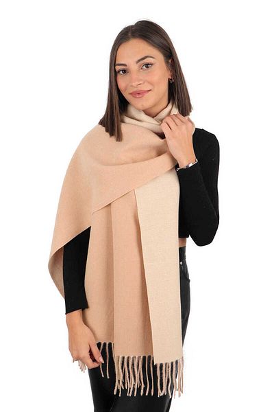 Bursa İpek Salmon Cream Double Sided Winter Shawl