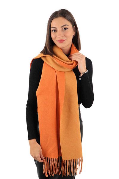 Bursa İpek Orange Beige Double Sided Winter Shawl